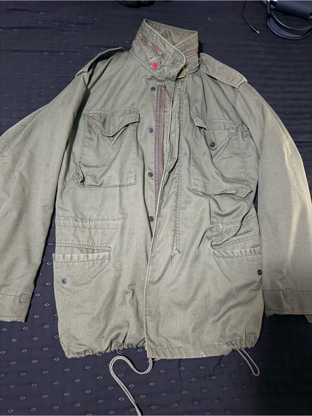 Source Unknown Olive Military Field Jacket with High Collar